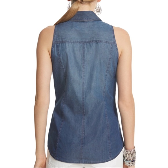WHBM Denim Look Top - Picture 2 of 8